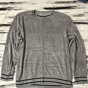 American Eagle Outfitters Gray Crewneck Sweater with Black Stripes